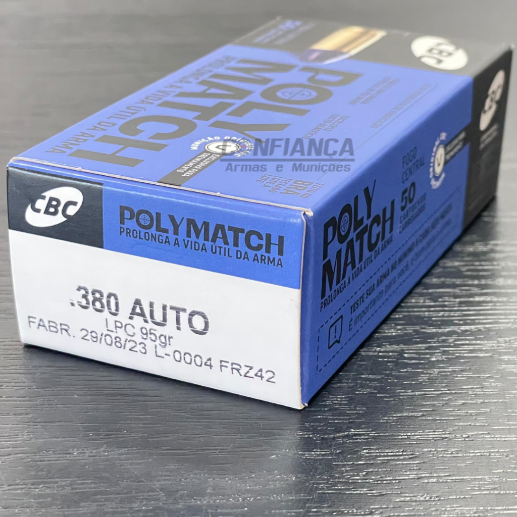 Munição CBC .380 Auto Polymatch 95gr Cx 50und-2170